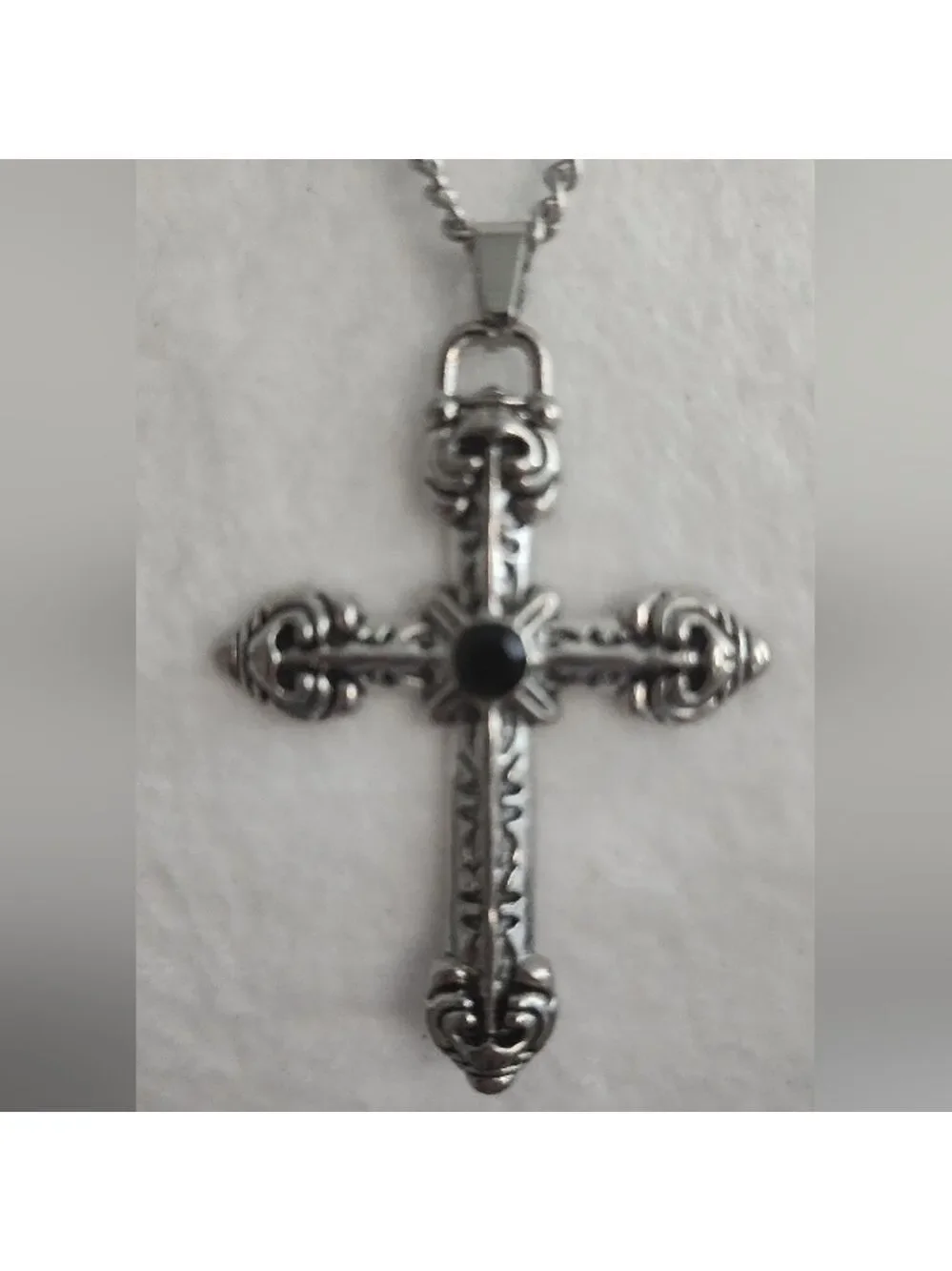 Silvertone Cross Pendant Necklace